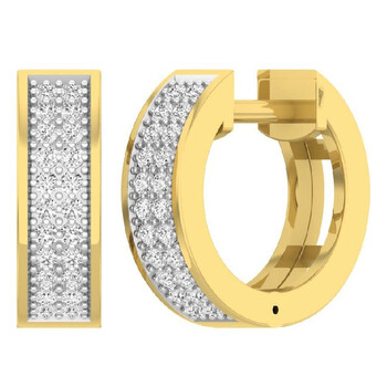 Bông tai Dazzling Rock Dazzlingrock Collection 0.16 Carat (Ctw) 14K Round Diamond Ladies Micro Pave Huggie Hoop Earrings