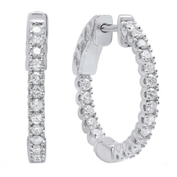 Dazzling Rock Dazzlingrock Collection 0.70 Carat (Ctw) 14K Round White Diamond Ladies Hoop Earrings 3/4 Ct, White Gold 1 Bông tai Dazzling Rock Dazzlingrock Collection 0.70 Carat (Ctw) 14K Round White Diamond Ladies Hoop Earrings 3/4 Ct
