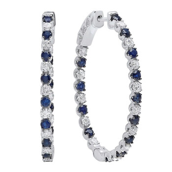 Dazzling Rock Dazzlingrock Collection 14K Round Blue Sapphire & White Diamond Ladies Hoop Earrings, White Gold 1 Bông tai Dazzling Rock Dazzlingrock Collection 14K Round Blue Sapphire & White Diamond Ladies Hoop Earrings