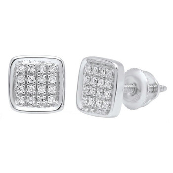 Dazzling Rock Dazzlingrock Collection 0.09 Carat (Ctw) 10K Round White Diamond Micro Pave Square Shape Stud Earrings, White Gold 2 Bông tai Dazzling Rock Dazzlingrock Collection 0.09 Carat (Ctw) 10K Round White Diamond Micro Pave Square Shape Stud Earrings