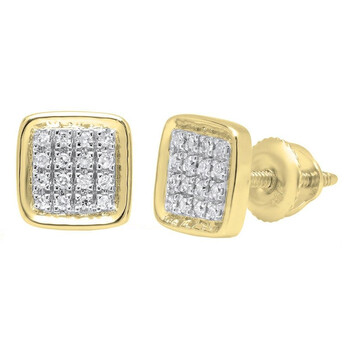 Bông tai Dazzling Rock Dazzlingrock Collection 0.09 Carat (Ctw) 10K Round White Diamond Micro Pave Square Shape Stud Earrings