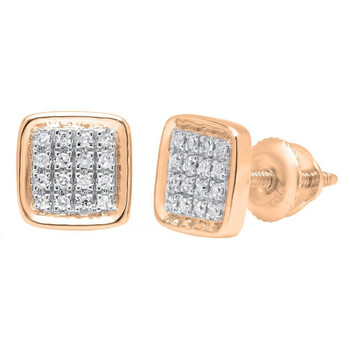 Bông tai Dazzling Rock Dazzlingrock Collection 0.09 Carat (Ctw) 14K Round White Diamond Micro Pave Square Shape Stud Earrings