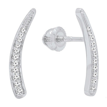 Dazzling Rock Dazzlingrock Collection 0.13 Carat (Ctw) 14K Round White Diamond Ladies Curved Bar Ear Climber Earrings, White Gold 1 Bông tai Dazzling Rock Dazzlingrock Collection 0.13 Carat (Ctw) 14K Round White Diamond Ladies Curved Bar Ear Climber Earrings