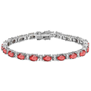 Vòng tay Dazzling Rock Dazzlingrock Collection 6X4 Mm Each Oval Ruby & Round White Topaz Ladies Tennis Bracelet