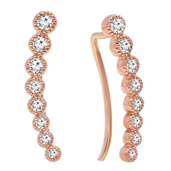 Bông tai Dazzling Rock Dazzlingrock Collection 0.40 Carat (Ctw) 14K Round White Diamond Ladies Journey Curved Climber Earrings