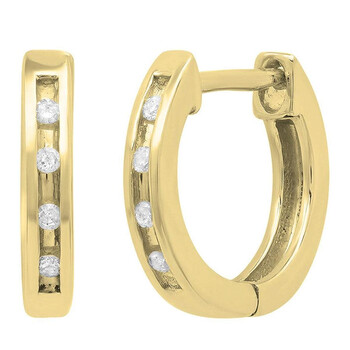 Bông tai Dazzling Rock Dazzlingrock Collection 0.05 Carat (Ctw) 14K Round Diamond Ladies Huggie Hoop Earrings