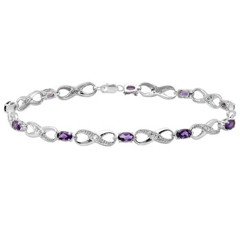 Vòng tay Dazzling Rock Dazzlingrock Collection 7X5 Mm Each Oval Amethyst & Round Diamond Ladies Infinity Link Tennis Bracelet