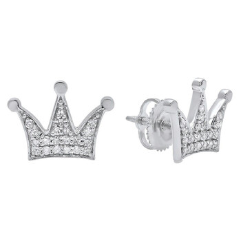 Bông tai Dazzling Rock Dazzlingrock Collection 0.20 Carat (Ctw) 14K Round White Diamond Ladies Crown Earrings 1/5 Ct