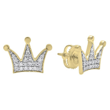 Dazzling Rock Dazzlingrock Collection 0.20 Carat (Ctw) 14K Round White Diamond Ladies Crown Earrings 1/5 Ct, Yellow Gold 2 Bông tai Dazzling Rock Dazzlingrock Collection 0.20 Carat (Ctw) 14K Round White Diamond Ladies Crown Earrings 1/5 Ct
