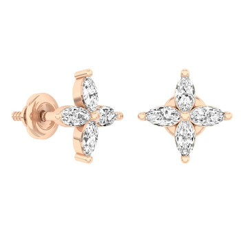 Bông tai Dazzling Rock Dazzlingrock Collection 0.50 Carat (Ctw) 14K Marquise White Diamond Ladies Stud Earrings 1/2 Ct