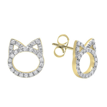 Dazzling Rock Dazzlingrock Collection 0.25 Carat (Ctw) 18K Round White Diamond Ladies Cat Stud Earrings 1/4 Ct, Yellow Gold 2 Bông tai Dazzling Rock Dazzlingrock Collection 0.25 Carat (Ctw) 18K Round White Diamond Ladies Cat Stud Earrings 1/4 Ct