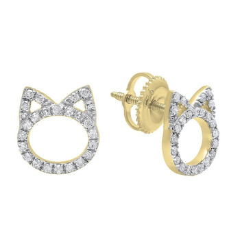 Bông tai Dazzling Rock Dazzlingrock Collection 0.25 Carat (Ctw) 18K Round White Diamond Ladies Cat Stud Earrings 1/4 Ct