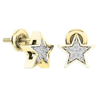 Bông tai Dazzling Rock Dazzlingrock Collection 0.07 Carat (Ctw) 14K Round White Diamond Ladies Star Shape Stud Earrings