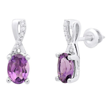Dazzling Rock Dazzlingrock Collection 14K 7X5 Mm Each Oval Amethyst & Round Diamond Ladies Infinity Drop Earrings, White Gold 2 Bông tai Dazzling Rock Dazzlingrock Collection 14K 7X5 Mm Each Oval Amethyst & Round Diamond Ladies Infinity Drop Earrings
