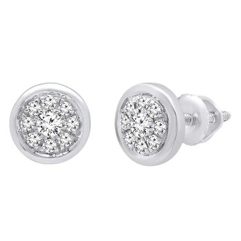 Bông tai Dazzling Rock 0.25 Carat (Ctw) 14K Round White Diamond Ladies Cluster Stud Earrings 1/4 Ct