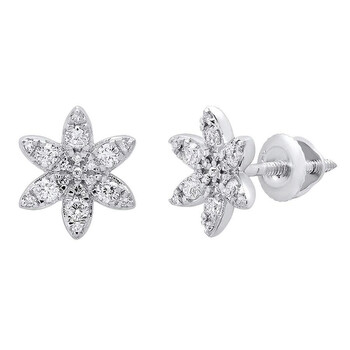 Bông tai Dazzling Rock 0.25 Carat (Ctw) 14K Round White Diamond Ladies Flower Stud Earrings 1/4 Ct
