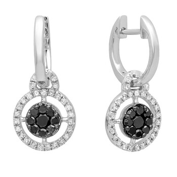 Dazzling Rock Dazzlingrock Collection 0.38 Carat (Ctw) 14K Round Black & White Diamond Ladies Cluster Style Dangling Earrings, White Gold 1 Bông tai Dazzling Rock Dazzlingrock Collection 0.38 Carat (Ctw) 14K Round Black & White Diamond Ladies Cluster Style Dangling Earrings