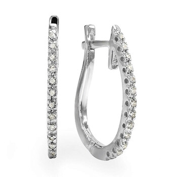 Bông tai Dazzling Rock Dazzlingrock Collection 0.15 Carat (Ctw) 14K Round Diamond Ladies Hoop Earrings