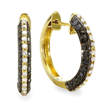 Dazzling Rock Dazzlingrock Collection 1.15 Carat (Ctw) Plated 18K Ladies Black & White Round Diamond Hoop Earrings, Sterling Silver 1 Bông tai Dazzling Rock Dazzlingrock Collection 1.15 Carat (Ctw) Plated 18K Ladies Black & White Round Diamond Hoop Earrings