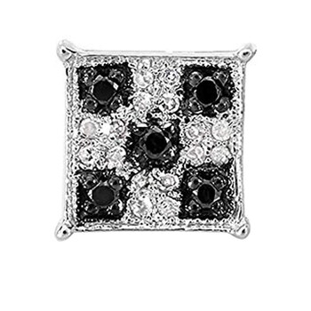 Dazzling Rock Dazzlingrock Collection 0.13 Carat (Ctw) 10K Round Black & White Diamond Square Micro Pave Stud Earring (1Pc), White Gold 2 Bông tai Dazzling Rock Dazzlingrock Collection 0.13 Carat (Ctw) 10K Round Black & White Diamond Square Micro Pave Stud Earring (1Pc)