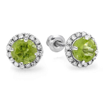 Dazzling Rock Dazzlingrock Collection 14K Round Diamond & Peridot Ladies Halo Stud Earrings, White Gold 2 Bông tai Dazzling Rock Dazzlingrock Collection 14K Round Diamond & Peridot Ladies Halo Stud Earrings