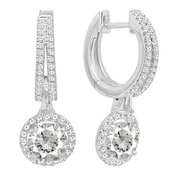 Dazzling Rock Dazzlingrock Collection 14K 5.5 Mm Each Round Cut Lab Created White Sapphire & White Diamond Dangling Earrings, White Gold 1 Bông tai Dazzling Rock Dazzlingrock Collection 14K 5.5 Mm Each Round Cut Lab Created White Sapphire & White Diamond Dangling Earrings