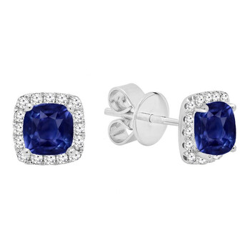 Dazzling Rock Dazzlingrock Collection 14K Each 4 Mm Cushion Lab Created Blue Sapphire & Round Diamond Halo Stud Earrings, White Gold 1 Bông tai Dazzling Rock Dazzlingrock Collection 14K Each 4 Mm Cushion Lab Created Blue Sapphire & Round Diamond Halo Stud Earrings