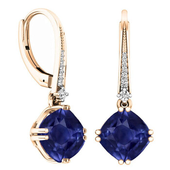 Dazzling Rock Dazzlingrock Collection 14K 8 Mm Each Cushion Lab Created Blue Sapphire & Round White Diamond Drop Earrings, Rose Gold 1 Bông tai Dazzling Rock Dazzlingrock Collection 14K 8 Mm Each Cushion Lab Created Blue Sapphire & Round White Diamond Drop Earrings