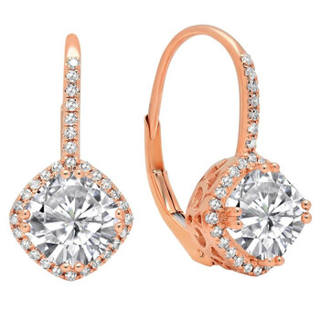 Dazzling Rock Dazzlingrock Collection 14K 6 Mm Each Cushion Lab Created White Sapphire & Round Diamond Ladies Hoop Earring, Rose Gold 2 Bông tai Dazzling Rock Dazzlingrock Collection 14K 6 Mm Each Cushion Lab Created White Sapphire & Round Diamond Ladies Hoop Earring