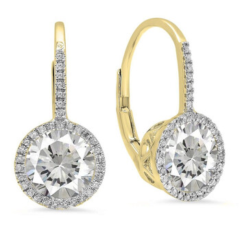 Bông tai Dazzling Rock Dazzlingrock Collection 14K 7 Mm Each Round Lab Created White Sapphire & White Diamond Ladies Hoop Earrings