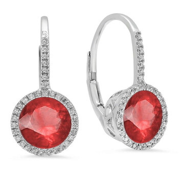 Dazzling Rock Dazzlingrock Collection 10K 7 Mm Each Round Lab Created Ruby & White Diamond Ladies Hoop Earrings, White Gold 1 Bông tai Dazzling Rock Dazzlingrock Collection 10K 7 Mm Each Round Lab Created Ruby & White Diamond Ladies Hoop Earrings