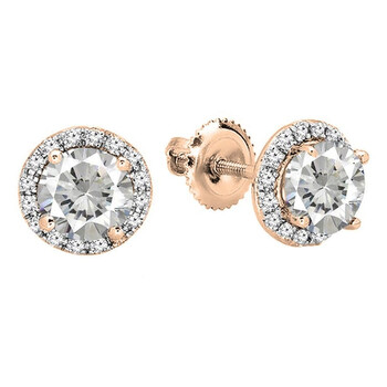 Dazzling Rock Dazzlingrock Collection 10K 6.5 Mm Each Round Lab Created White Sapphire & White Diamond Ladies Stud Earrings, Rose Gold 1 Bông tai Dazzling Rock Dazzlingrock Collection 10K 6.5 Mm Each Round Lab Created White Sapphire & White Diamond Ladies Stud Earrings