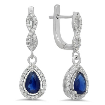 Dazzling Rock Dazzlingrock Collection 18K 7X5 Mm Each Pear Lab Created Blue Sapphire & Round Diamond Ladies Drop Earrings, White Gold 1 Bông tai Dazzling Rock Dazzlingrock Collection 18K 7X5 Mm Each Pear Lab Created Blue Sapphire & Round Diamond Ladies Drop Earrings