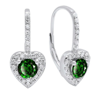 Dazzling Rock Dazzlingrock Collection 14K Each 5 Mm Round Lab Created Emerald & White Diamond Ladies Drop Earrings, White Gold 2 Bông tai Dazzling Rock Dazzlingrock Collection 14K Each 5 Mm Round Lab Created Emerald & White Diamond Ladies Drop Earrings