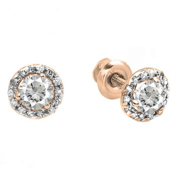 Dazzling Rock Dazzlingrock Collection 10K Round Lab Created White Sapphire & White Diamond Halo Stud Earrings, Rose Gold 1 Bông tai Dazzling Rock Dazzlingrock Collection 10K Round Lab Created White Sapphire & White Diamond Halo Stud Earrings