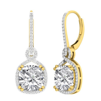 Dazzling Rock Dazzlingrock Collection 10K 10 Mm Each Cushion Lab Created White Sapphire & Diamond Ladies Dangling Earrings, Yellow Gold 2 Bông tai Dazzling Rock Dazzlingrock Collection 10K 10 Mm Each Cushion Lab Created White Sapphire & Diamond Ladies Dangling Earrings