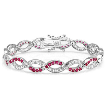 Vòng tay Dazzling Rock Dazzlingrock Collection 3.00 Ct Real Round Cut Genuine Red Ruby And White Topaz 925 Tennis Bracelet (8 Mm Width X 7.5 Inch Length)