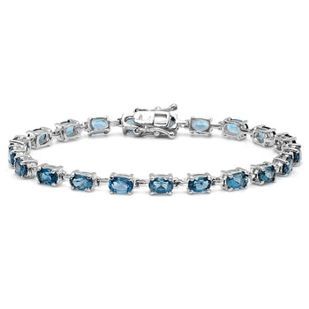 Dazzling Rock Dazzlingrock Collection 12.00 Carat (Ctw) Real Oval Cut Genuine Blue Topaz Ladies Tennis Bracelet, Sterling Silver 1 Vòng tay Dazzling Rock Dazzlingrock Collection 12.00 Carat (Ctw) Real Oval Cut Genuine Blue Topaz Ladies Tennis Bracelet