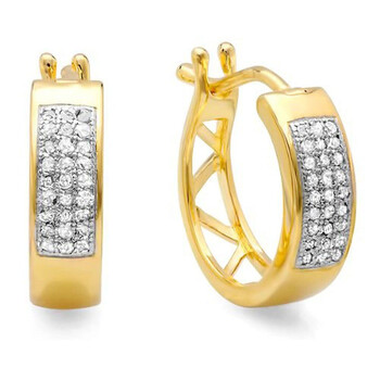 Bông tai Dazzling Rock 0.20 Carat (Ctw) 18K Yellow Gold Plated Sterling Silver Round Diamond Ladies Hoop Earrings