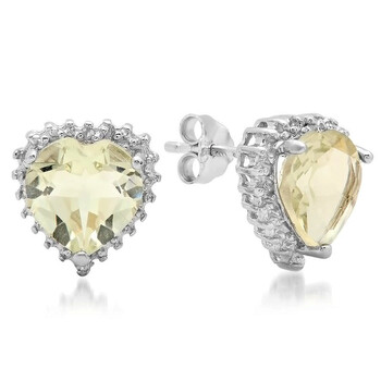 Bông tai Dazzling Rock Dazzlingrock Collection 3.26 Carat (Ctw) Heart & Round Green Amethyst & White Diamond Accents Stud Earrings