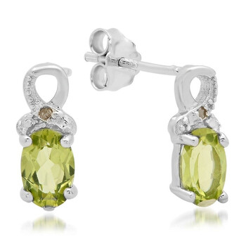 Dazzling Rock Dazzlingrock Collection 0.95 Carat (Ctw) Green Peridot And White Diamond Accents Ladies Stud Earrings 1 Ct, Sterling Silver 1 Bông tai Dazzling Rock Dazzlingrock Collection 0.95 Carat (Ctw) Green Peridot And White Diamond Accents Ladies Stud Earrings 1 Ct