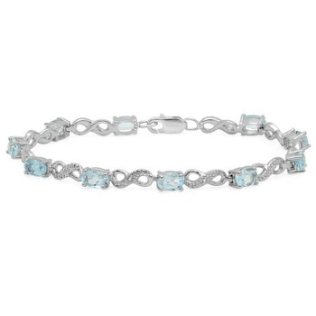 Vòng tay Dazzling Rock Dazzlingrock Collection 6.86 Carat (Ctw) Ovalblue Topaz & Round White Diamond Ladies Infinity Link Bracelet