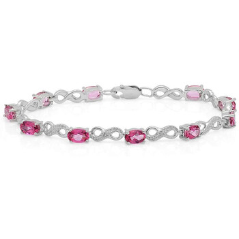 Vòng tay Dazzling Rock Dazzlingrock Collection 6.86 Carat (Ctw) Oval Cut Pink Topaz & Round White Diamond Accents Ladies Infinity Link Bracelet