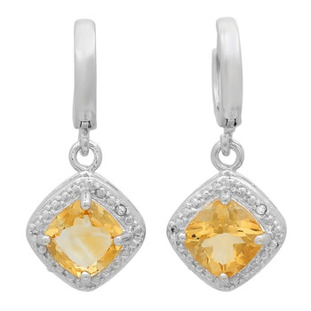 Dazzling Rock Dazzlingrock Collection 0.92 Carat (Ctw) Citrine & White Diamond Accents Ladies Halo Dangling Drop Earrings, Sterling Silver 1 Bông tai Dazzling Rock Dazzlingrock Collection 0.92 Carat (Ctw) Citrine & White Diamond Accents Ladies Halo Dangling Drop Earrings