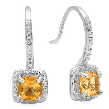Dazzling Rock Dazzlingrock Collection 0.48 Carat (Ctw) Citrine & White Diamond Accents Ladies Halo Dangling Drop Earrings, Sterling Silver 2 Bông tai Dazzling Rock Dazzlingrock Collection 0.48 Carat (Ctw) Citrine & White Diamond Accents Ladies Halo Dangling Drop Earrings