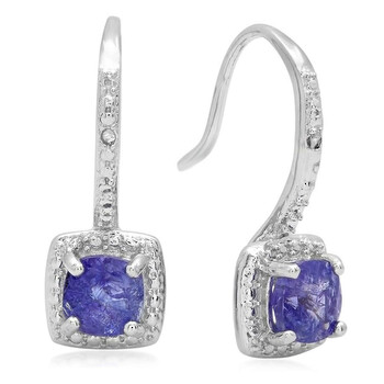 Dazzling Rock Dazzlingrock Collection 0.42 Carat (Ctw) Tanzanite & White Diamond Accents Ladies Halo Dangling Drop Earrings, Sterling Silver 2 Bông tai Dazzling Rock Dazzlingrock Collection 0.42 Carat (Ctw) Tanzanite & White Diamond Accents Ladies Halo Dangling Drop Earrings