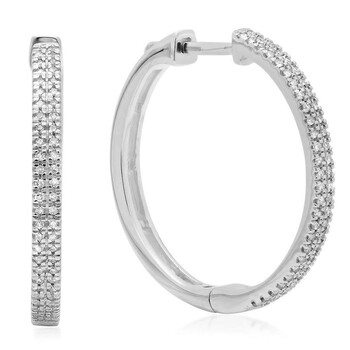 Bông tai Dazzling Rock Dazzlingrock Collection 0.15 Carat (Ctw) 14K Round Cut White Diamond Ladies Micro Pave Hoop Earrings