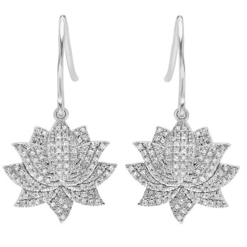 Dazzling Rock Dazzlingrock Collection 0.27 Carat (Ctw) 14K Round White Diamond Ladies Cluster Flower Dangling Drop Earrings 1/4 Ct, White Gold 1 Bông tai Dazzling Rock Dazzlingrock Collection 0.27 Carat (Ctw) 14K Round White Diamond Ladies Cluster Flower Dangling Drop Earrings 1/4 Ct