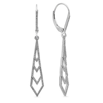 Bông tai Dazzling Rock Dazzlingrock Collection 0.27 Carat (Ctw) 14K Round White Diamond Ladies Kite Shape Dangling Drop Earrings 1/4 Ct