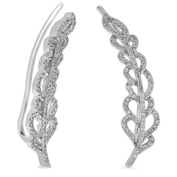 Dazzling Rock Dazzlingrock Collection 0.26 Carat (Ctw) 14K White Diamond Ladies Leaves Ear Cuff Crawler Climber Earrings 1/4 Ct, White Gold 1 Bông tai Dazzling Rock Dazzlingrock Collection 0.26 Carat (Ctw) 14K White Diamond Ladies Leaves Ear Cuff Crawler Climber Earrings 1/4 Ct